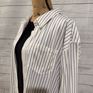 Maurices Cream and Black Striped Top